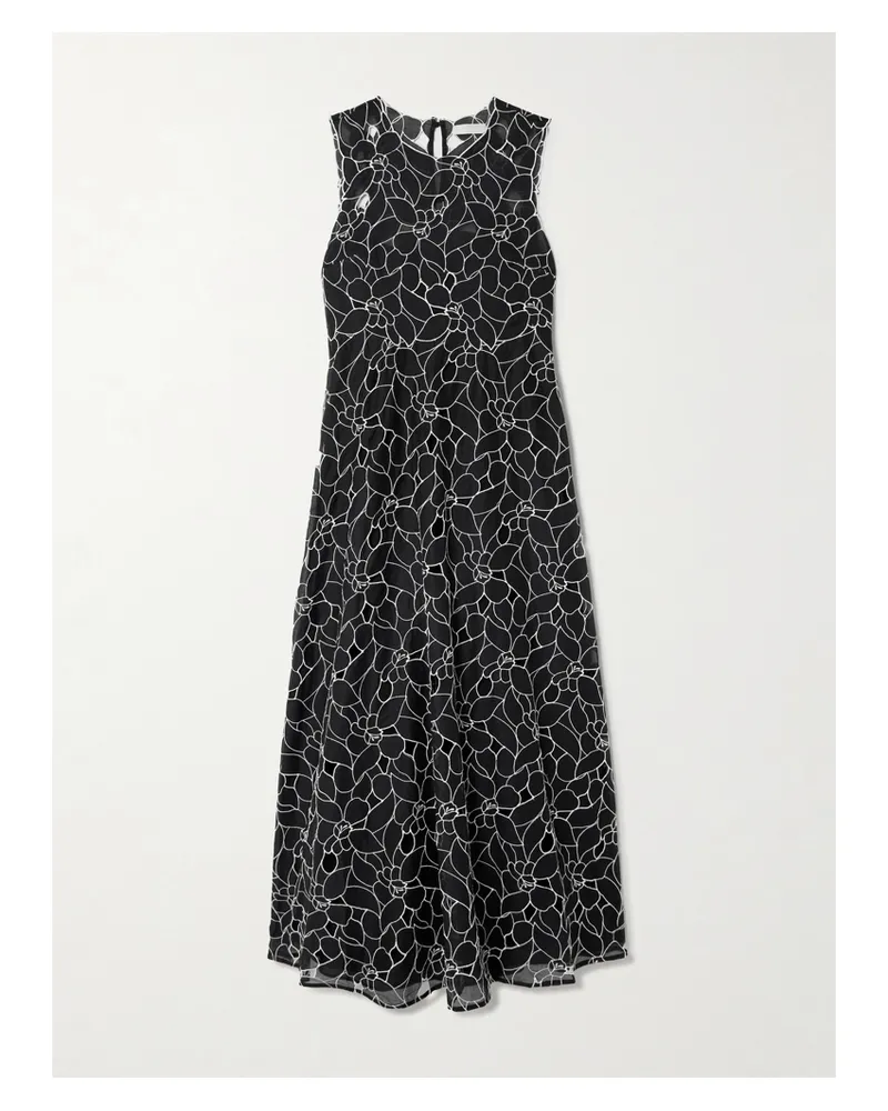 Ulla Johnson Kiana Midikleid Aus Besticktem Baumwoll-organdy Mit Cut-outs - Schwarz Schwarz