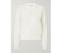 Organza-trimmed Wool Cardigan - White