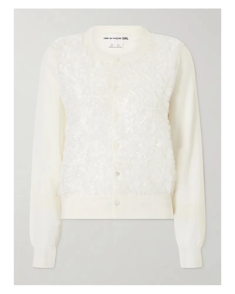 Comme des Garçons Organza-trimmed Wool Cardigan - White White