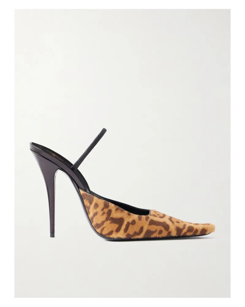 Saint Laurent Tuileries Leather-trimmed Leopard-print Calf Hair Mules - Animal Print Animal