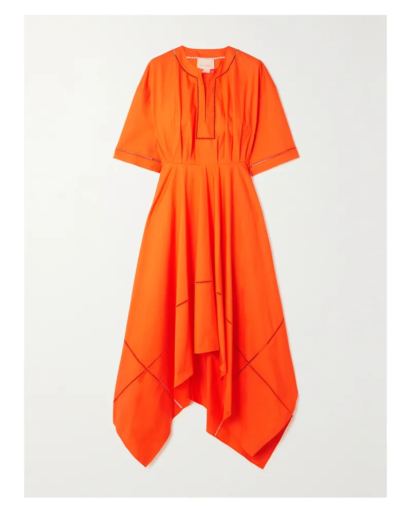 Roksanda Ilincic Talita Asymmetrisches Midikleid Aus Biobaumwollpopeline - Orange Orange