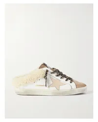 Golden Goose Superstar Sabot Slip-ons aus Leder und Veloursleder Weiß