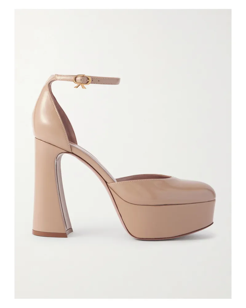 Gianvito Rossi Hilary 70 Patent-leather Platform Pumps - Neutrals Neutrals