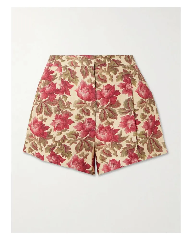 Posse Rosalie Shorts Aus Leinen Mit Blumenprint - Rot Rot