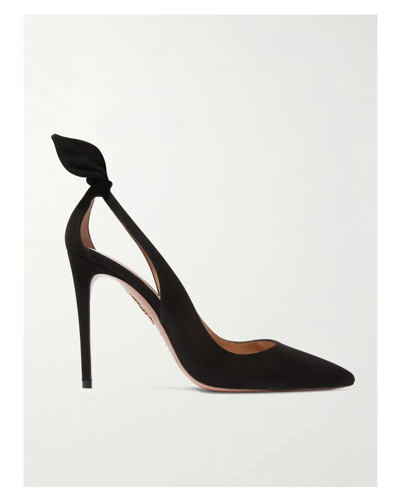 Aquazzura Bow Tie 105 Suede Pumps - Black Black