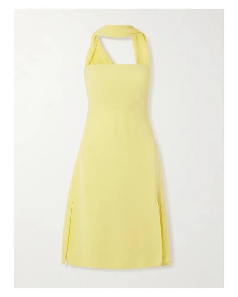 Versace Minikleid Aus Seiden-cady Mit Chiffon-besätzen, Cut-out Und Schaldetail - Gelb Gelb