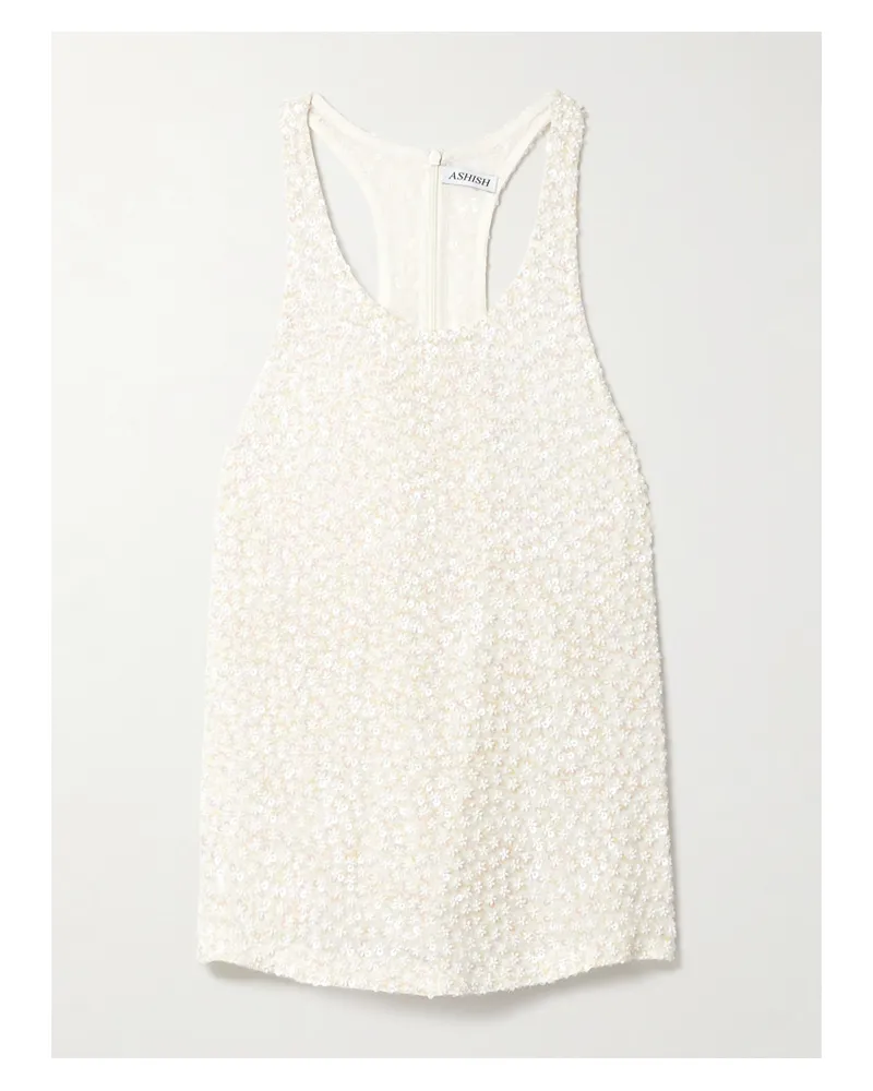 ASHISH Tanktop Aus Georgette Mit Verzierungen - Weiß Weiß