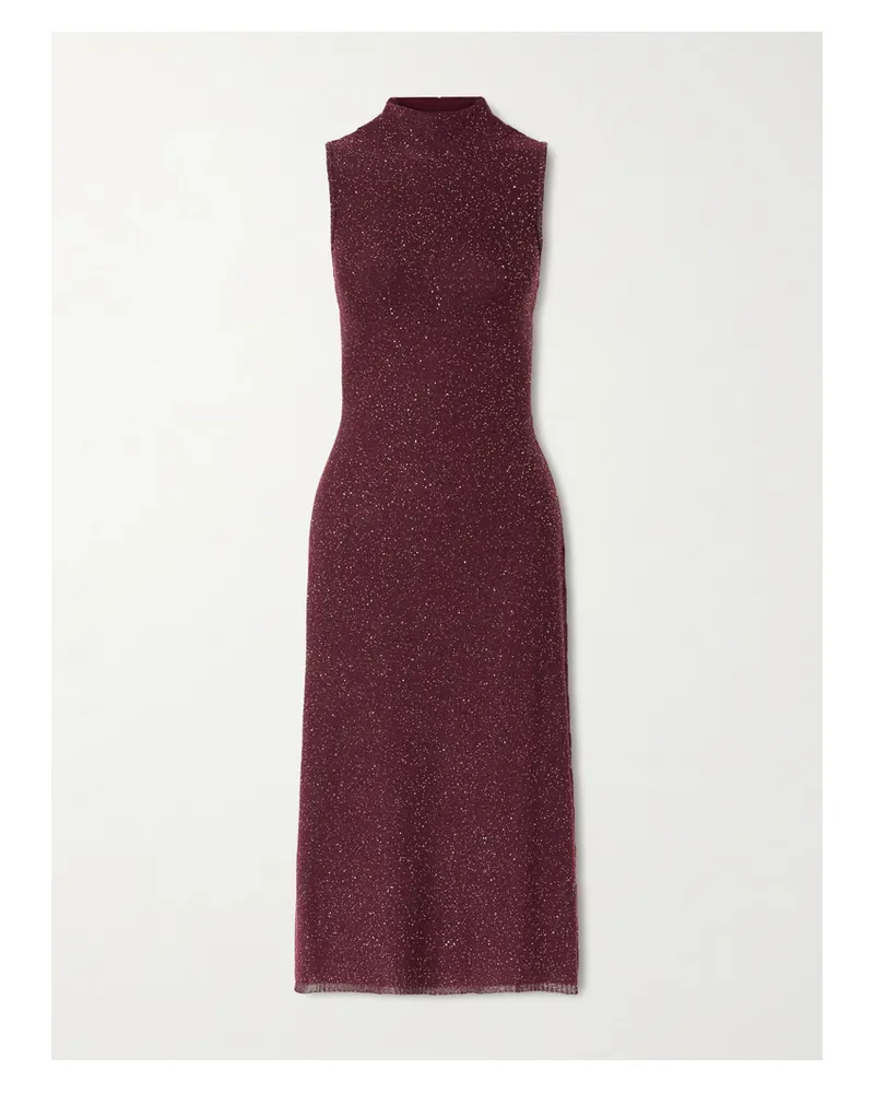 Altuzarra Marian Neckholder-midikleid Aus Strick Mit Pailletten - Burgunder Burgunder