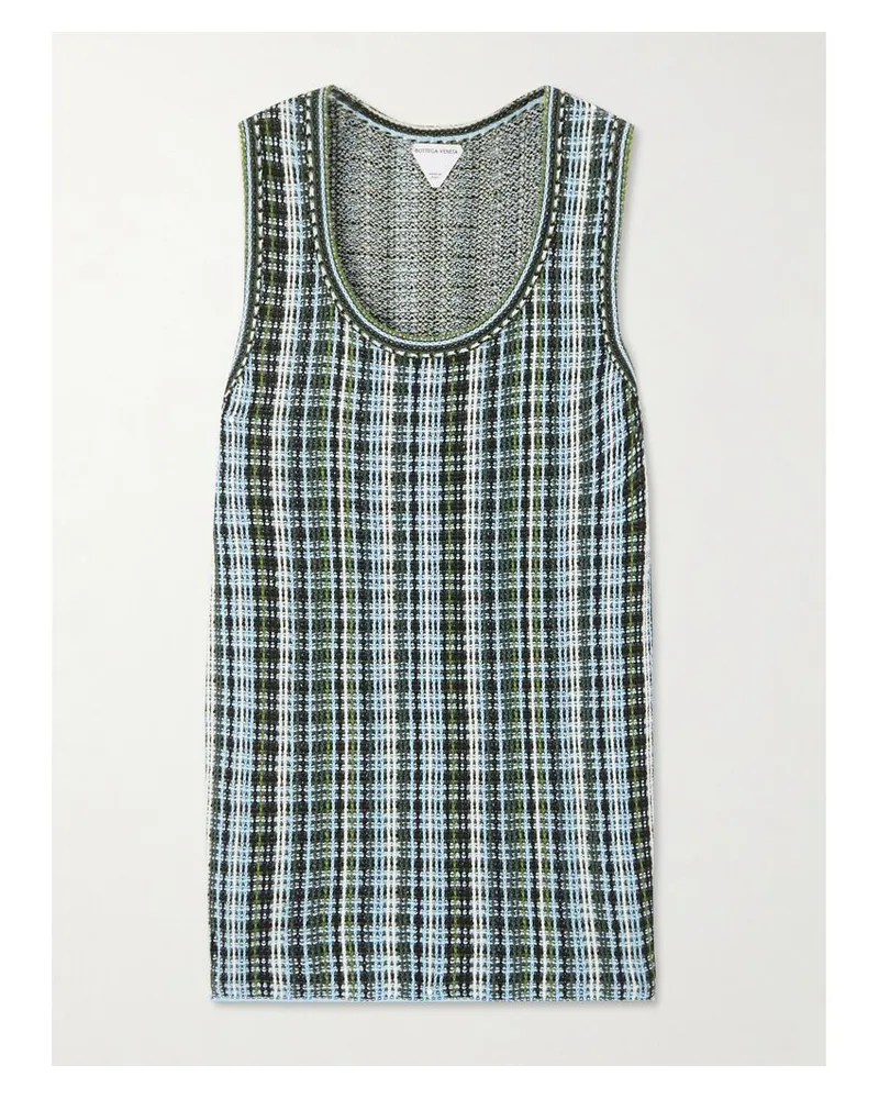 Bottega Veneta Tanktop Aus Karierter Baumwolle - Schwarz Schwarz