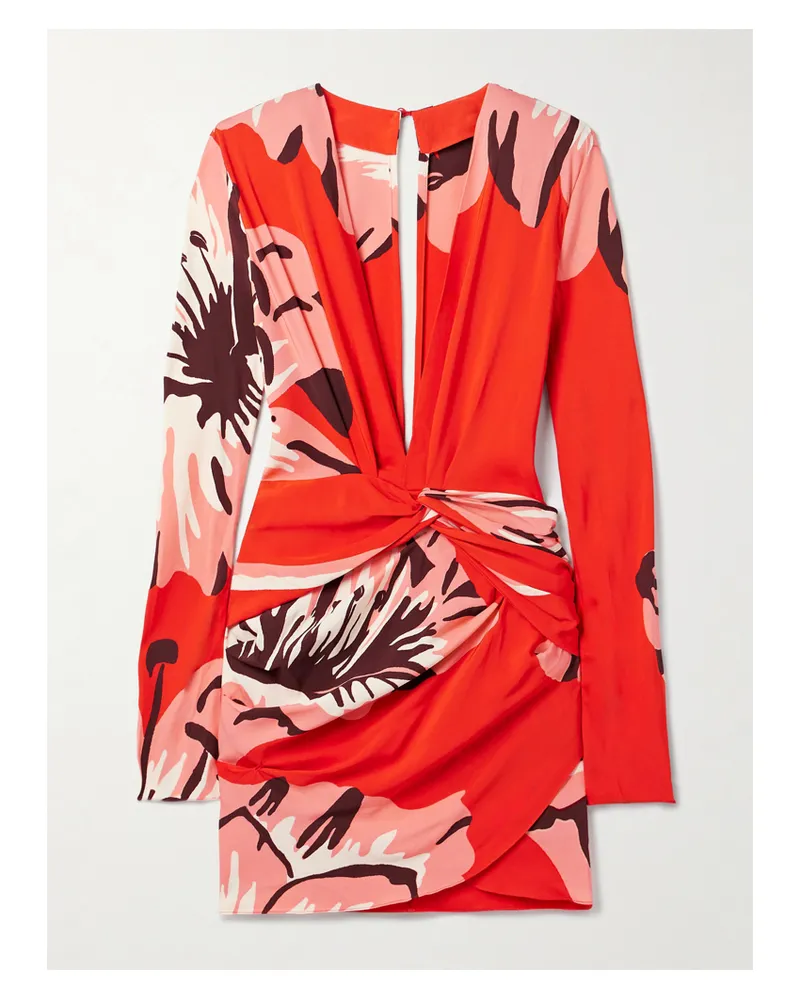 Johanna Ortiz Gangaway Minikleid Aus Bedrucktem Crêpe Mit Twist-detail - Orange Orange