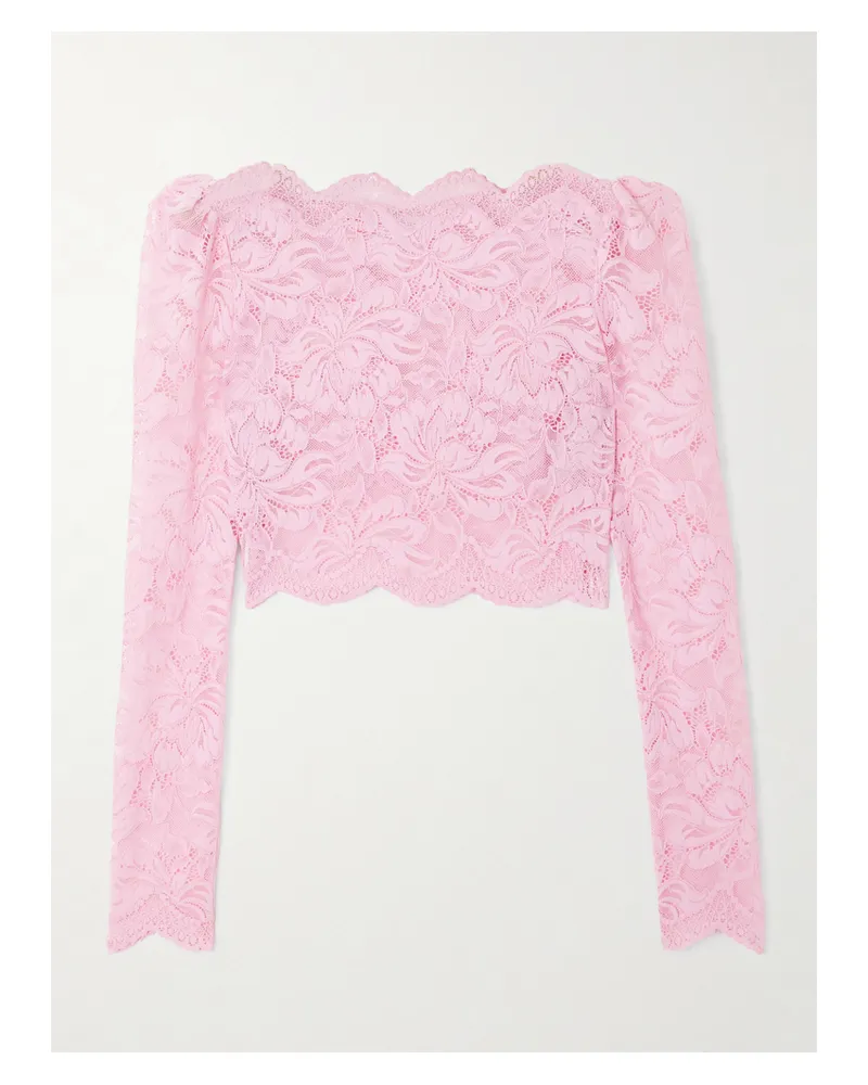 Paco Rabanne Cropped Stretch-lace Top - Pink Pink