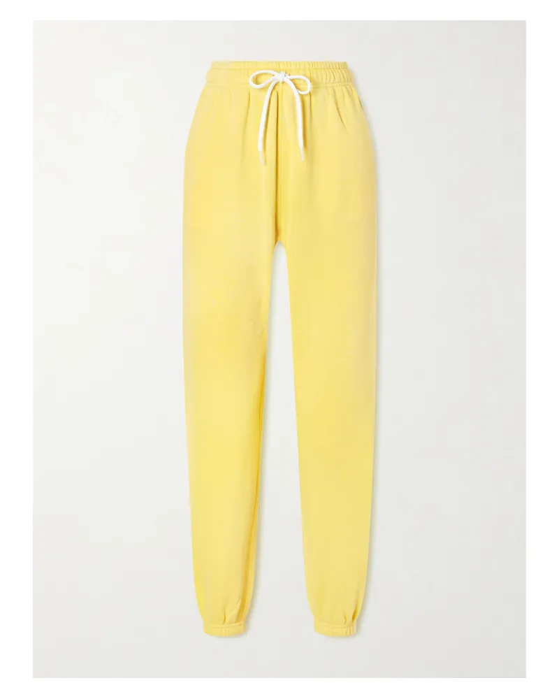 Ralph Lauren Embroidered Cotton-blend Fleece Tapered Sweatpants - Yellow Yellow
