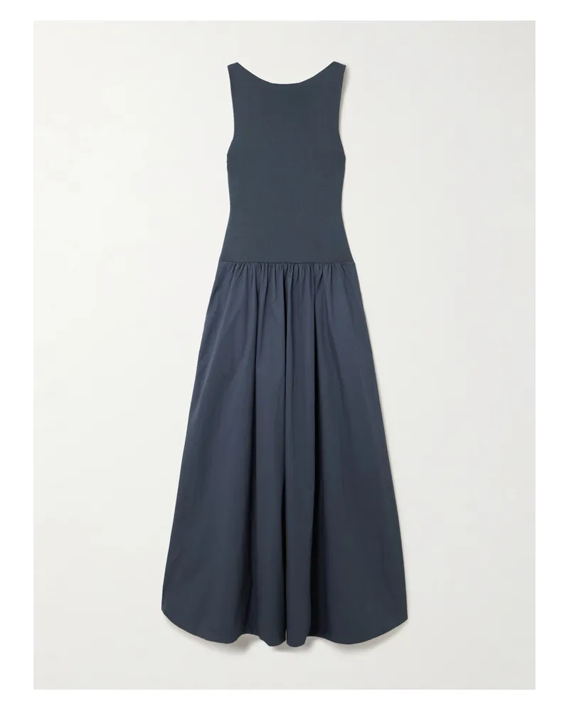 St. Agni Maxikleid Aus Jersey Und Baumwollpopeline Mit Rückenausschnitt - Blau Blau