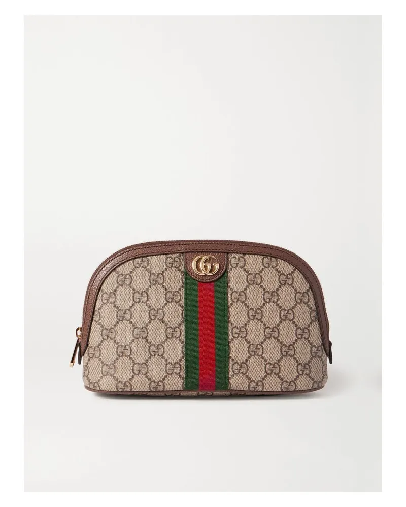 Gucci Kosmetiktasche Aus Beschichtetem Canvas Mit Print Und Lederbesätzen - Neutral Neutral