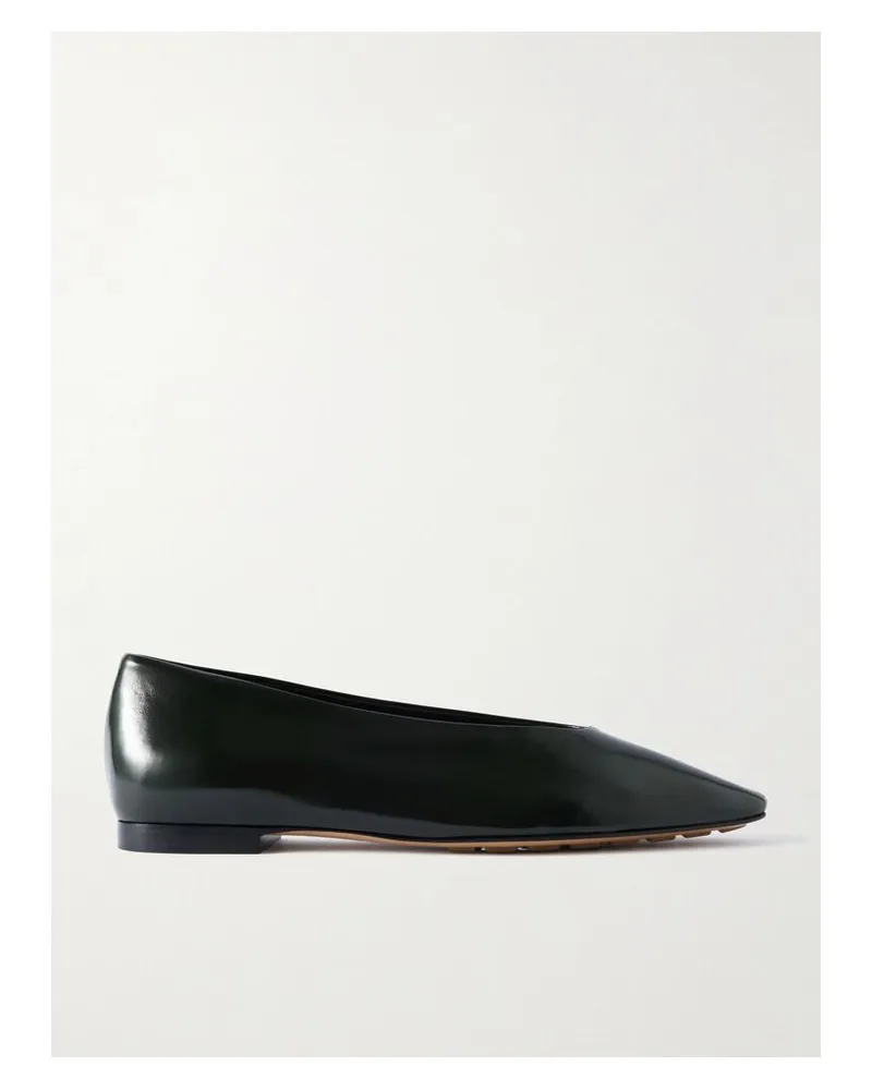 Bottega Veneta Sofia Ballerinas Aus Glanzleder Mit Spitzer Kappe - Schwarz Schwarz