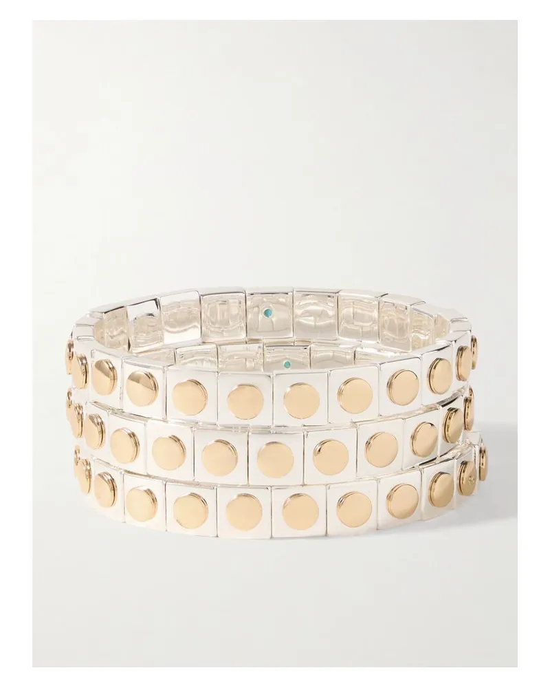 Roxanne Assoulin Stud Set Aus Drei Gold- Und Silberfarbenen Armbändern Silber