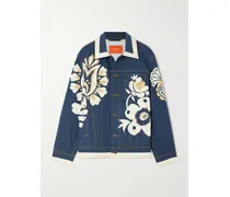 Jj Jeansjacke Mit Blumenprints - Blau