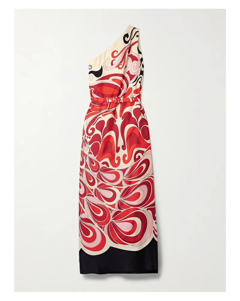 La DoubleJ Roy Asymmetrisches Maxikleid Aus Bedrucktem Seiden-twill - Rot Rot