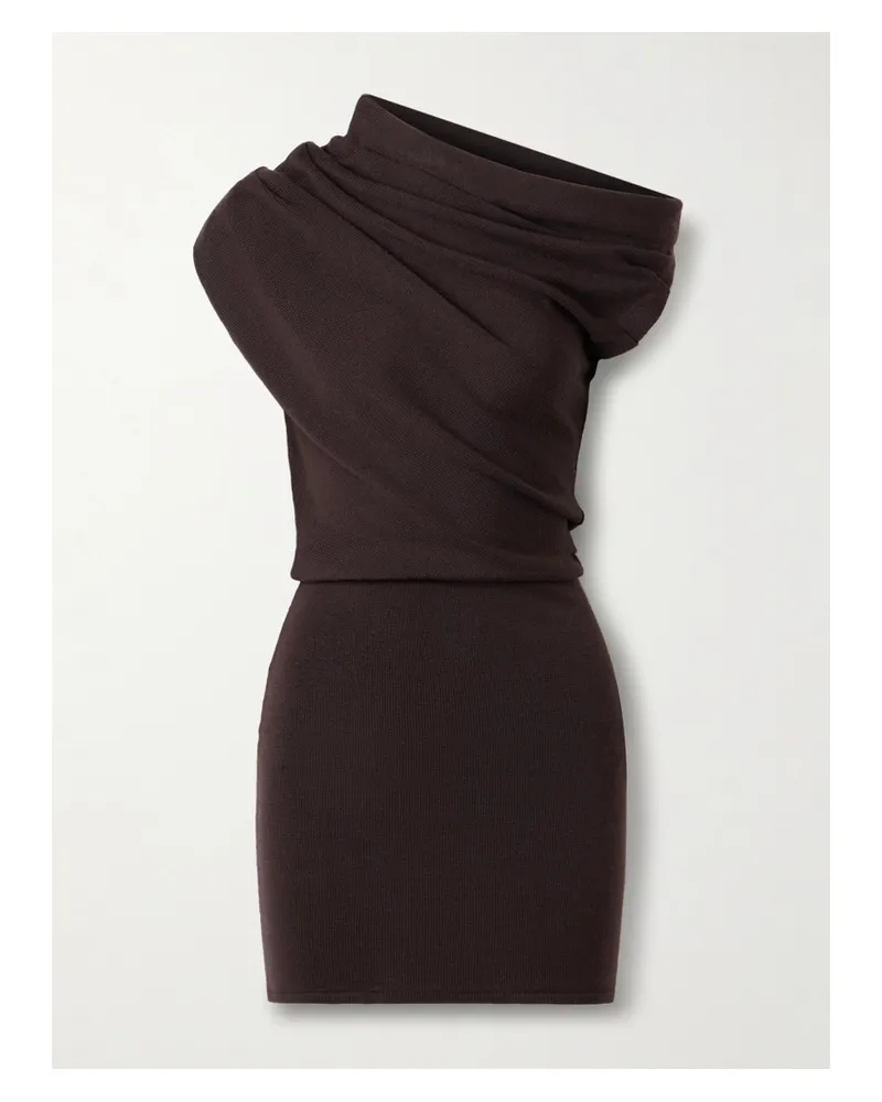 STAUD Mabel Asymmetrisches Minikleid Aus Wolle Mit Raffungen - Braun Braun