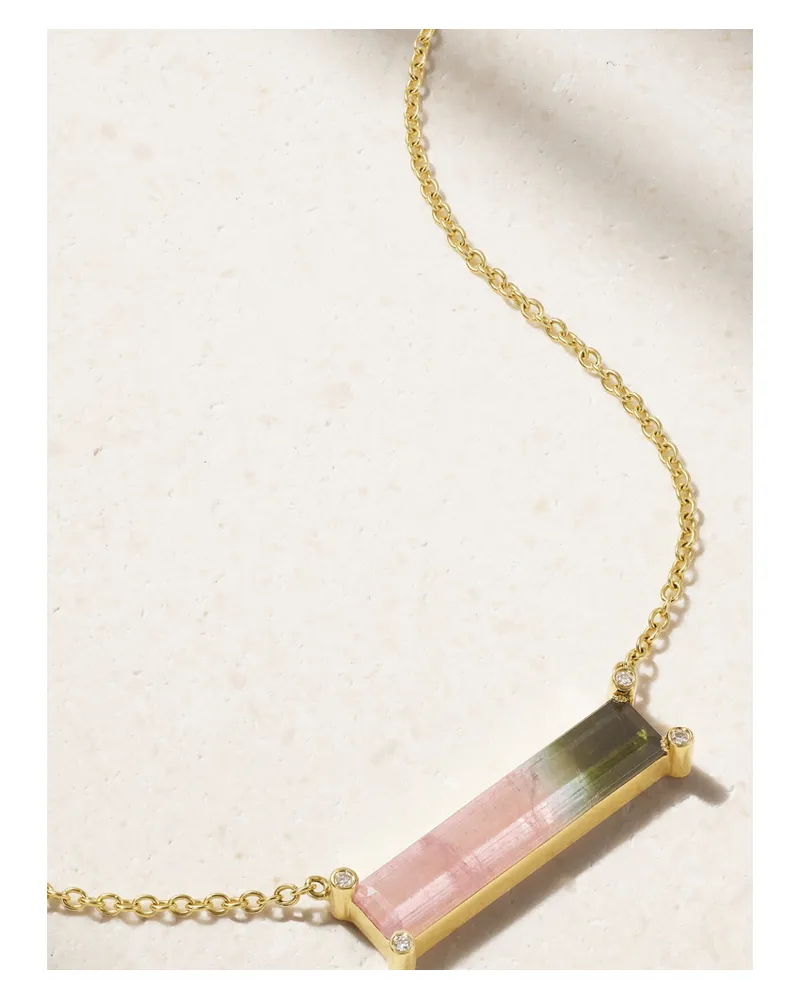 Octavia Elizabeth Kette Aus 18 Karat Gold Mit Turmalin Und Diamanten - Pink Pink