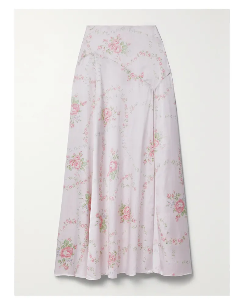 LoveShackFancy Ziggy Maxirock Aus Seiden-charmeuse Mit Blumenprint - Pink Pink