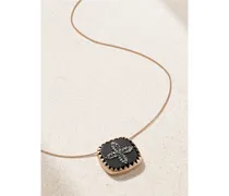 Bowie Kette Aus 14 Und 9 Karat Roségold Mit Bakelit Und Diamanten - Schwarz