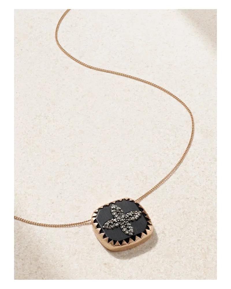Pascale Monvoisin Bowie Kette Aus 14 Und 9 Karat Roségold Mit Bakelit Und Diamanten - Schwarz Schwarz