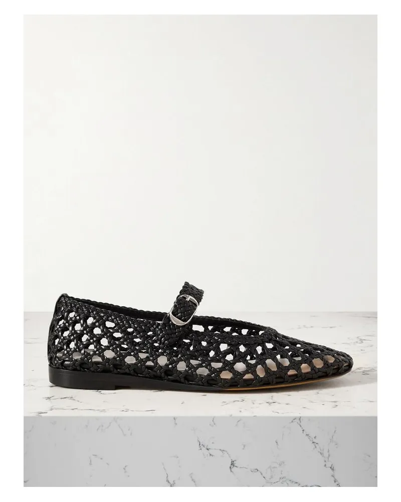 Le Monde Béryl Mary-jane-ballerinas Aus Geflochtenem Leder - Schwarz Schwarz