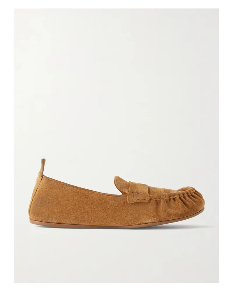 Acne Studios Distressed Suede Loafers - Brown Brown