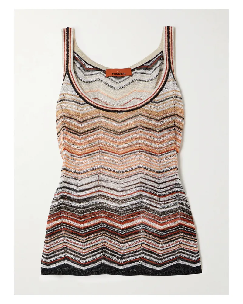 Missoni Tanktop Aus Gestreiftem Metallic-häkelstrick Mit Pailletten - Mehrfarbig Mehrfarbig