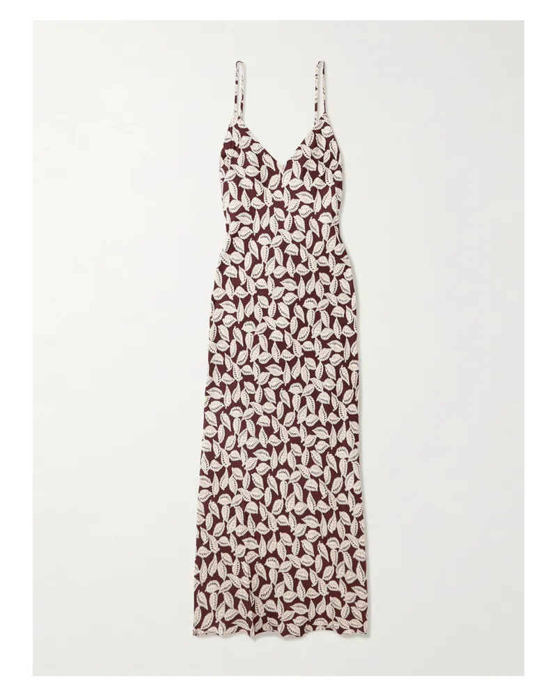 BODE Paper Birch Printed Twill Maxi Dress - Brown Brown
