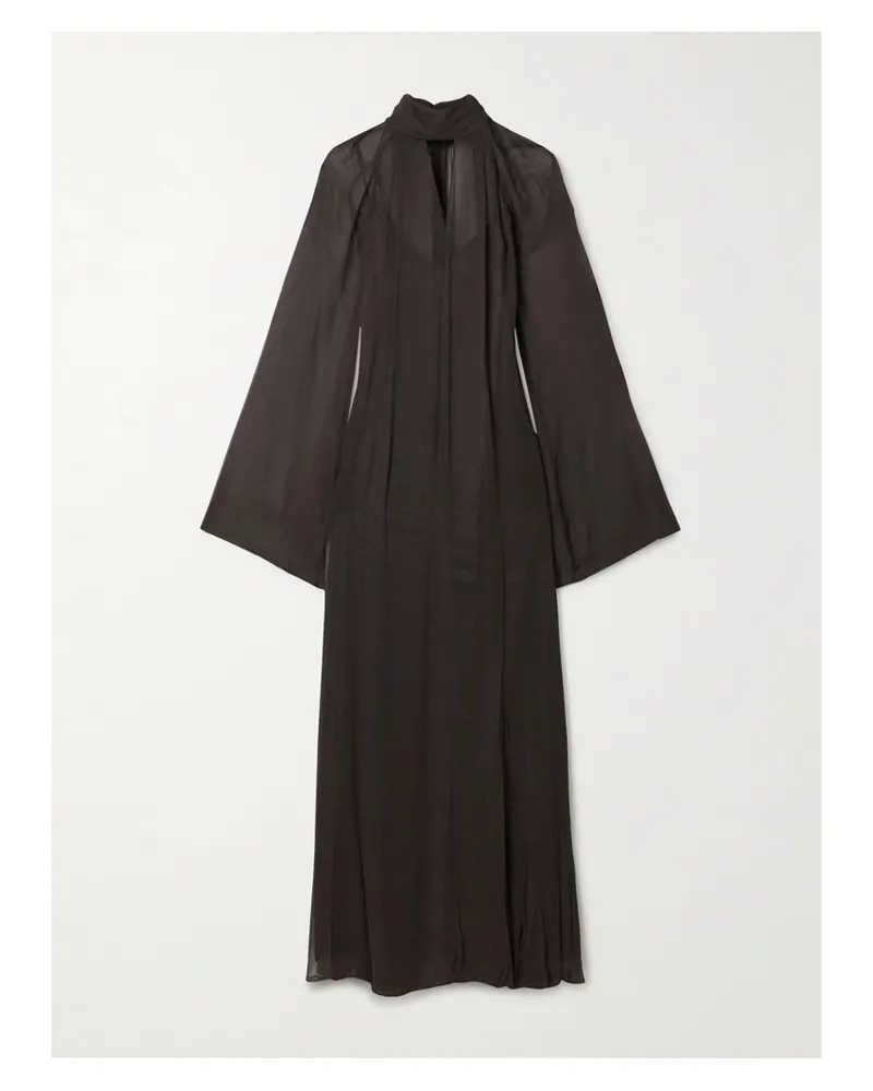 STAUD Esther Maxikleid Aus Krepon Mit Cut-out Und Raffungen - Braun Braun