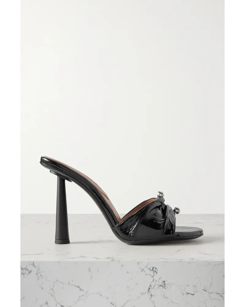 D’Accori Heat Mules Aus Lackleder Mit Raffungen Und Verzierungen - Schwarz Schwarz
