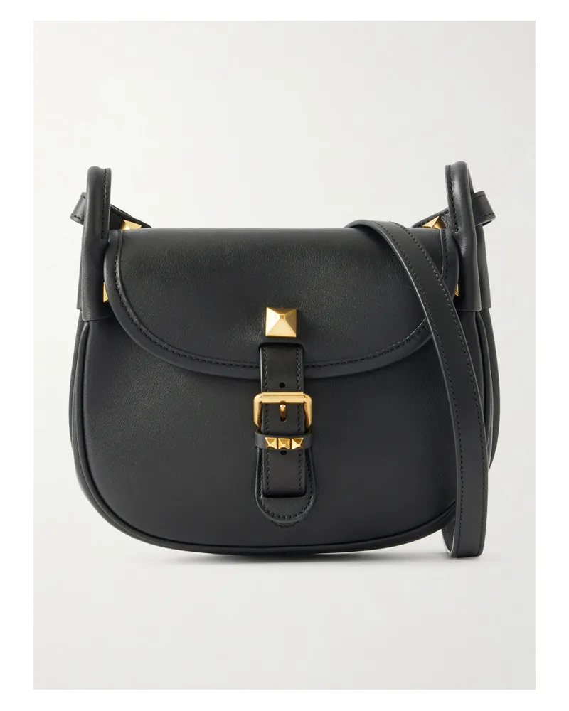 Valentino Garavani Flaneuse Small Studded Leather Shoulder Bag - Black Black