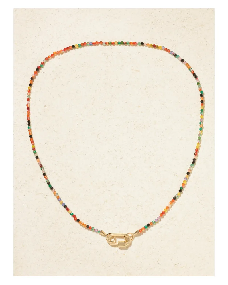 Marla Aaron Itty Bitty Strand + Babylock Kette Aus 14 Karat Gold Mit Achaten Gold