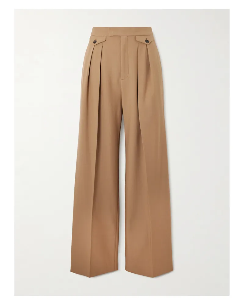 Chloé Hose Mit Weitem Bein Aus Wollgabardine Mit Bügelfalten - Braun Braun