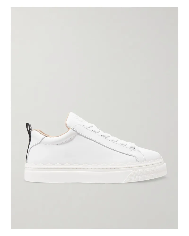 Chloé Net Sustain Lauren Scalloped Leather Sneakers - White White