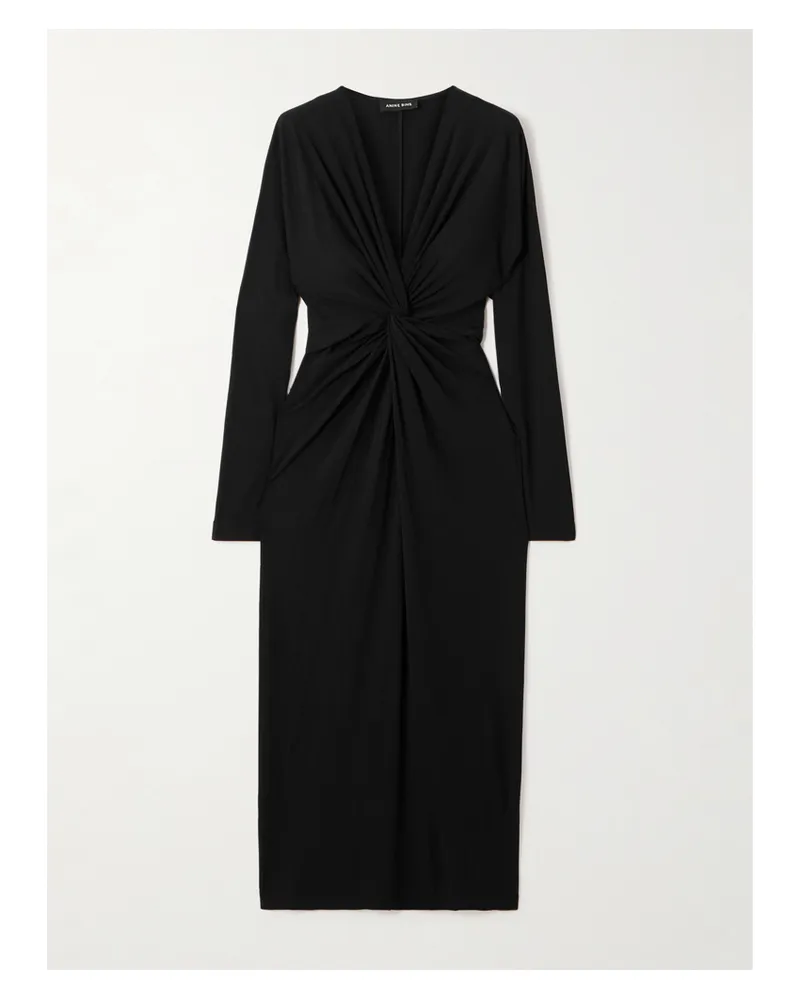 Anine Bing Asymmetrisches Midikleid Aus Jersey Mit Twist-detail - Schwarz Schwarz