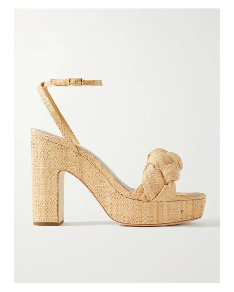 Loeffler Randall Fae Plateausandalen Aus Geflochtenem Raffiabast - Neutral Neutral