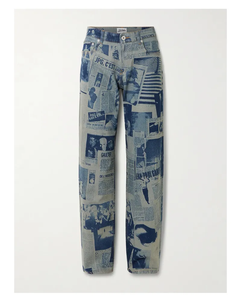 Jean Paul Gaultier Printed High-rise Straight-leg Jeans - Blue Blue