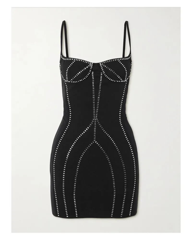 ATTICO Minikleid Aus Jersey Mit Kristallen - Schwarz Schwarz