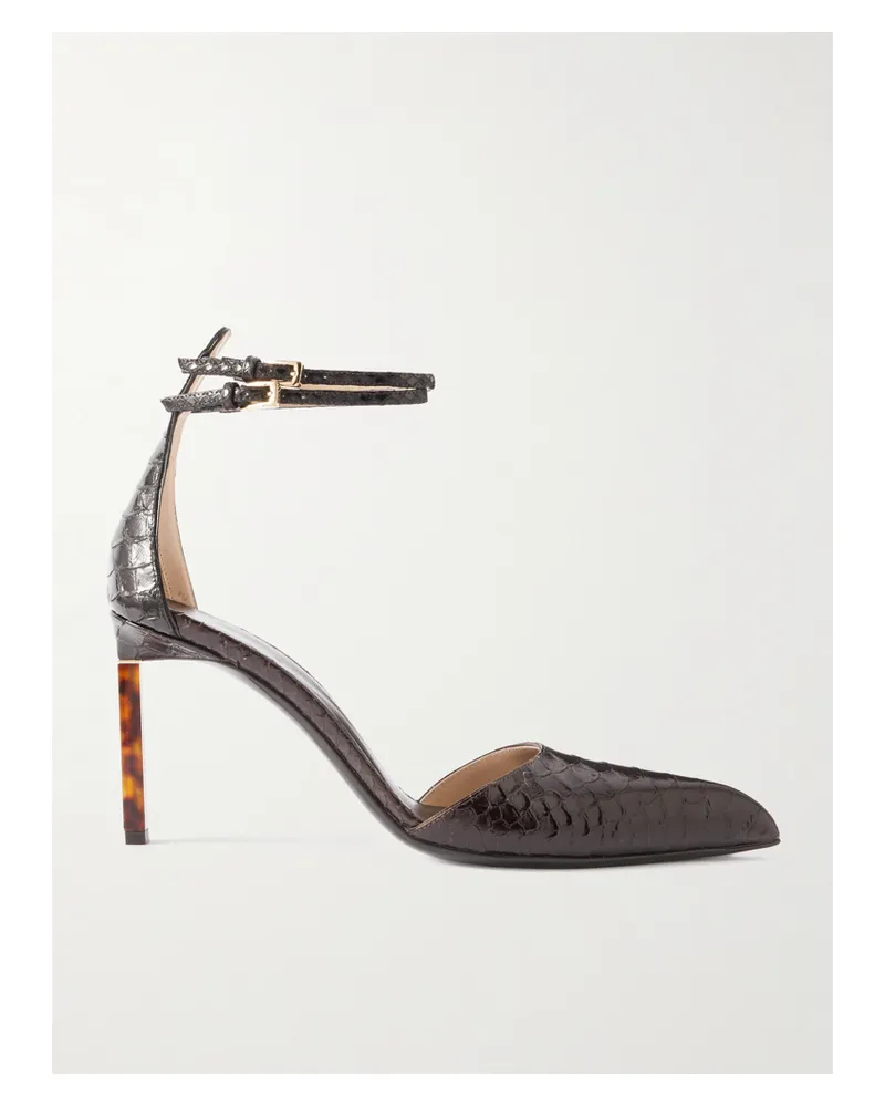 Tom Ford Pumps Aus Leder Mit Schlangeneffekt - Braun Braun