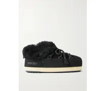 Evx Shearling-trimmed Suede Mules - Black