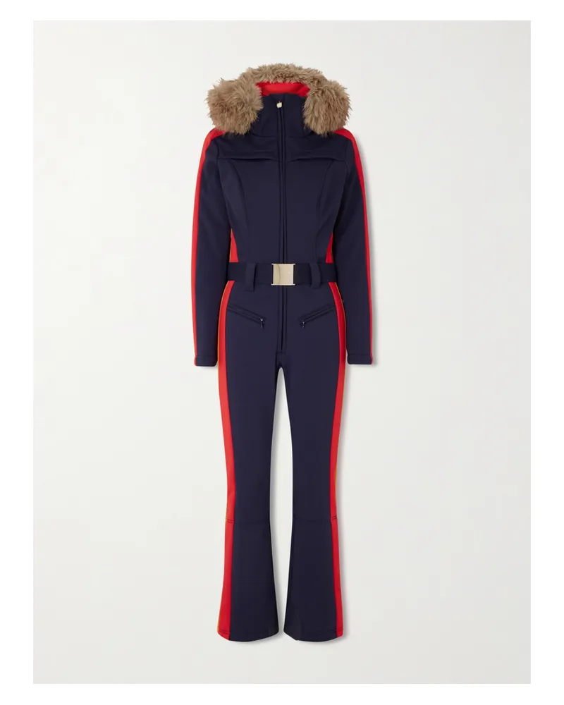 GOLDBERGH Suvi Wattierter Skianzug Mit Kapuze, Gürtel, Besatz Aus Plüschmaterial Und Daunenfüllung - Blau Blau