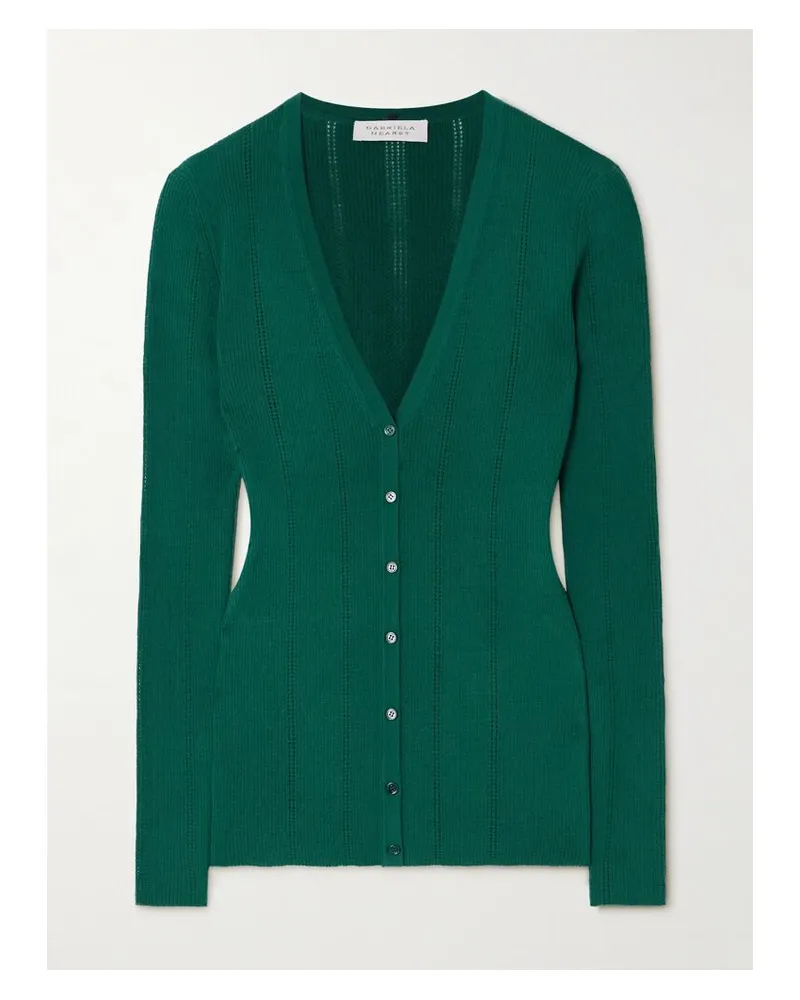 Gabriela Hearst Lillian Cardigan Aus Wolle In Pointelle-strick - Grün Grün