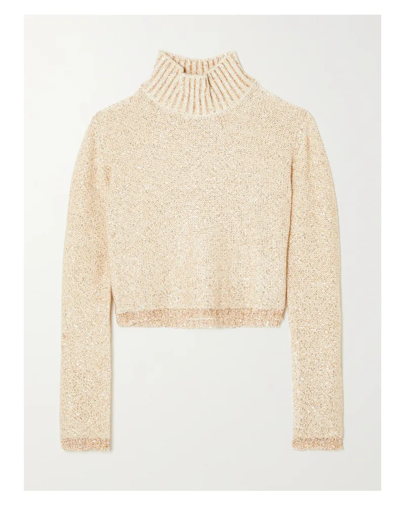 Altuzarra Melitta Verkürzter Stehkragenpullover Aus Strick Mit Pailletten - Elfenbein Elfenbein