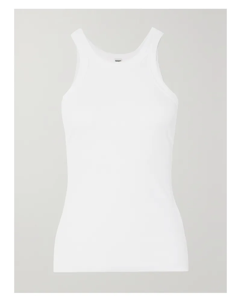 Totême Net Sustain Curved Ribbed Stretch Organic Cotton-jersey Tank - White White