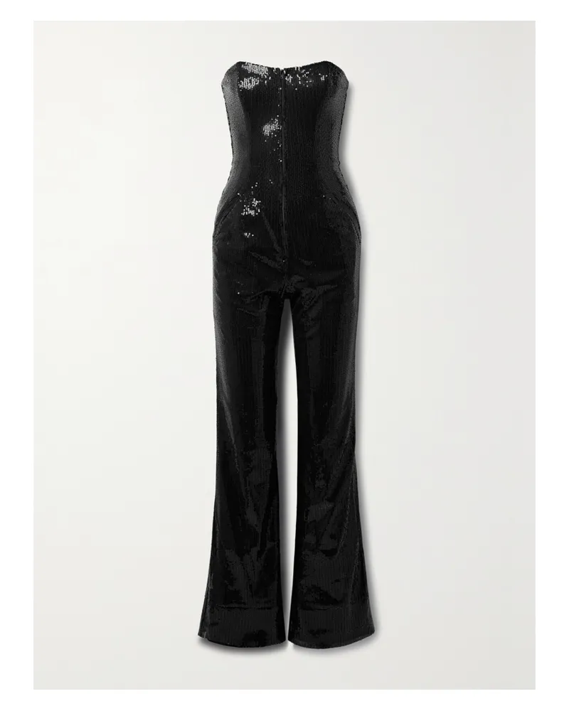 Rivet Utility Net Sustain Showstopper Trägerloser Jumpsuit Aus Tüll Mit Pailletten - Schwarz Schwarz