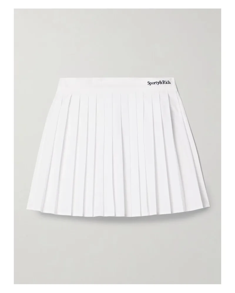 SPORTY & RICH Anae Minirock Aus Baumwollpopeline Mit Falten Und Stickerei - Weiß Weiß