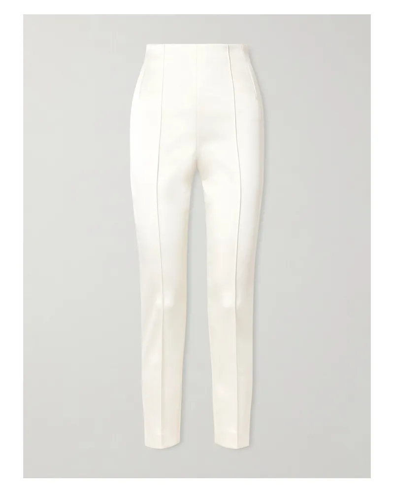 WARDROBE.NYC Hose Aus Recyceltem Glänzendem Crêpe - Wollweiß Wollweiß